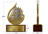 Oro brillante de los trofeos de encargo del metal de la empresa plateado con el logotipo grabado en relieve