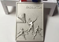 Medalla de encargo 70*50*4m m del metal de la forma cuadrada para los juegos del bádminton del equipo