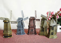 Reproducción holandesa de cobre amarillo del molino de viento de DIY del arte de los regalos del modelo famoso miniatura del edificio