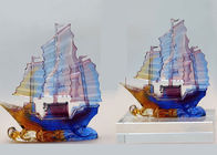 Artes coloreados decoración del esmalte del escritorio de oficina, adorno del barco de navegación del estilo chino