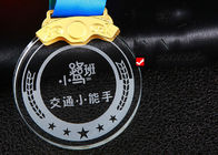 Textos de encargo cristalinos de la voladura de arena de las medallas de los deportes de los estudiantes con la cinta de la impresión en color