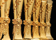 Prima de finales de ano plateada oro de la forma del cilindro del trofeo de Polyresin para el personal de la empresa